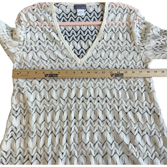 Jordan Taylor women’s Ivory Lace swimsuit V-neck Tunic Cover Up Size large Sheer - Picture 7 of 9